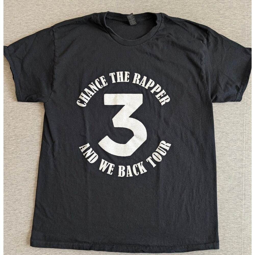 Gildan Chance The Rapper 3 And We Back Tour Size L Black T-Shirt